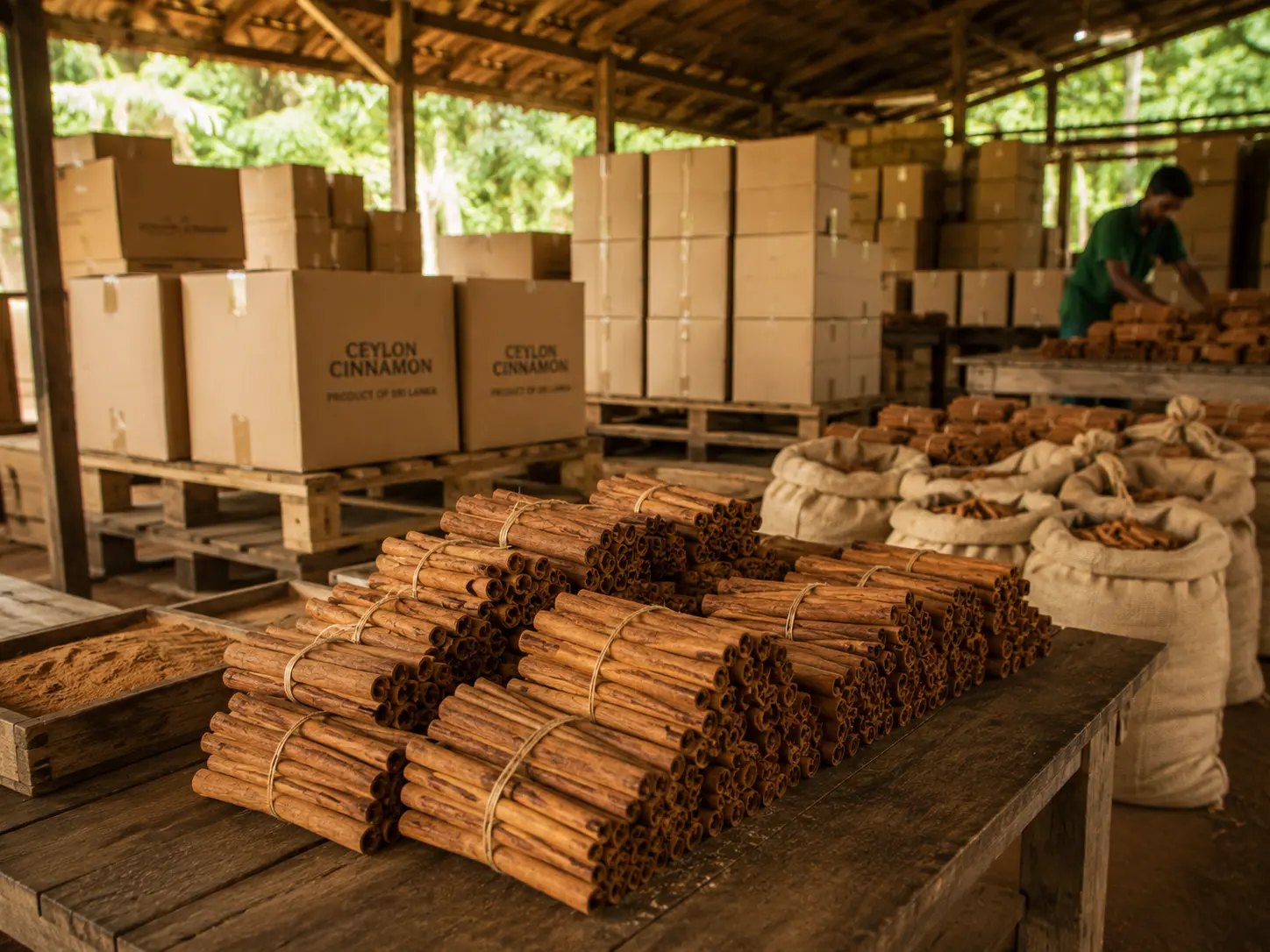 Ceylon cinnamon export cartons and jute sacks at source